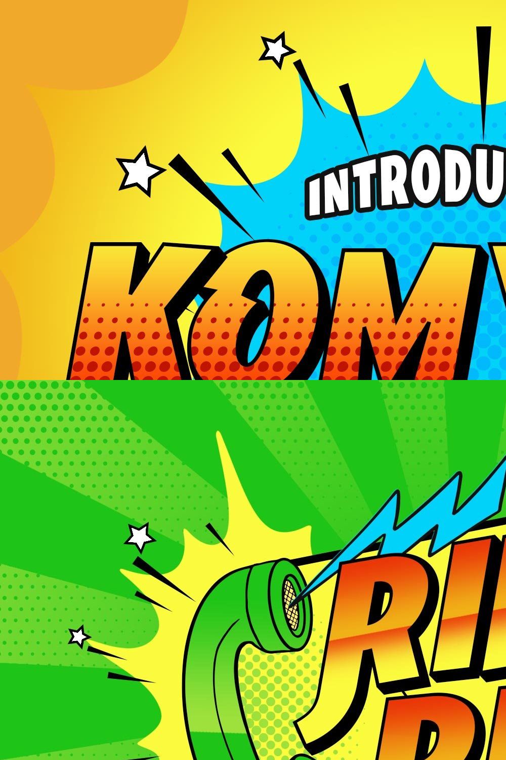 Komyca Layered Comic Typeface pinterest preview image.