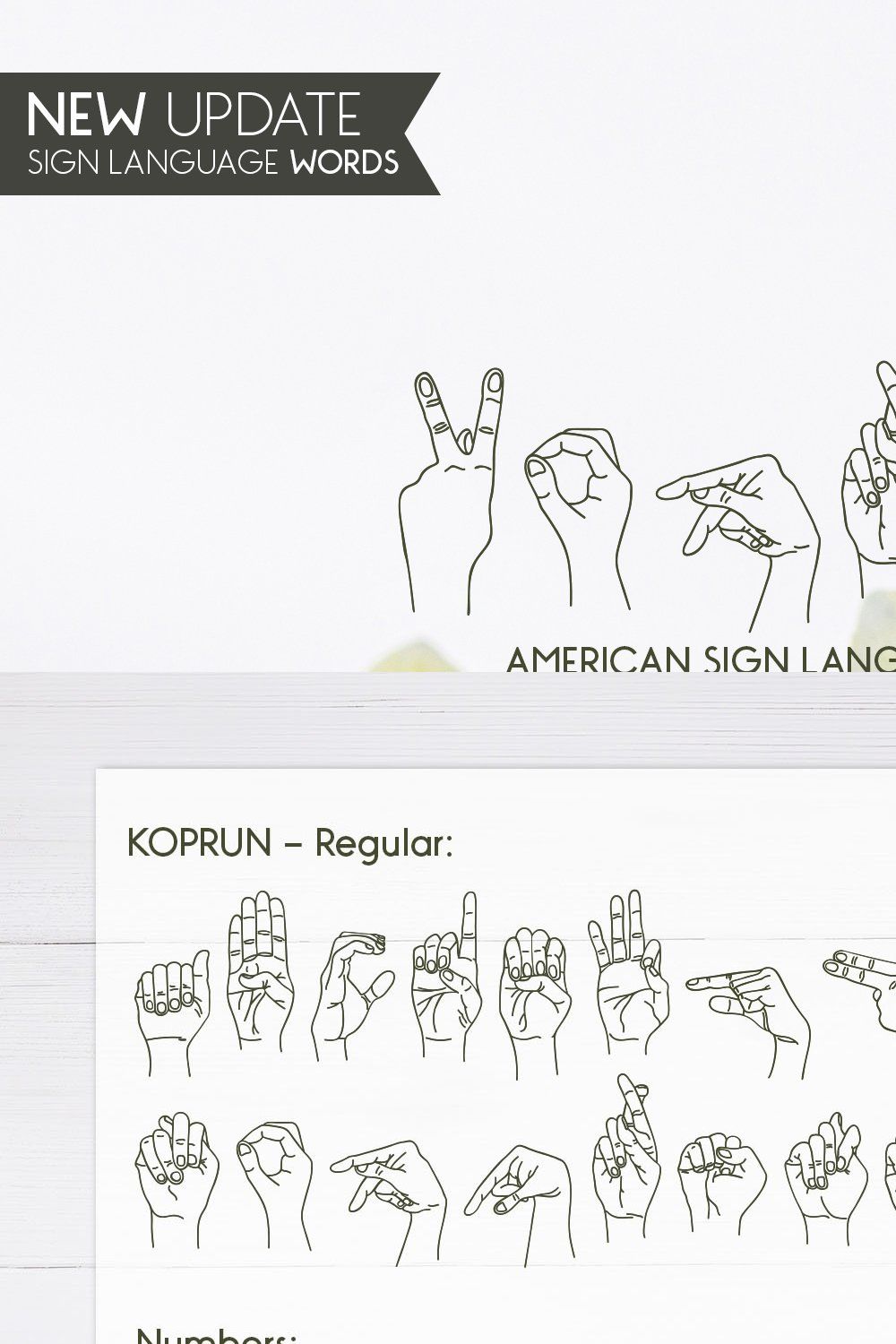 Koprun - American Sign Language Font pinterest preview image.