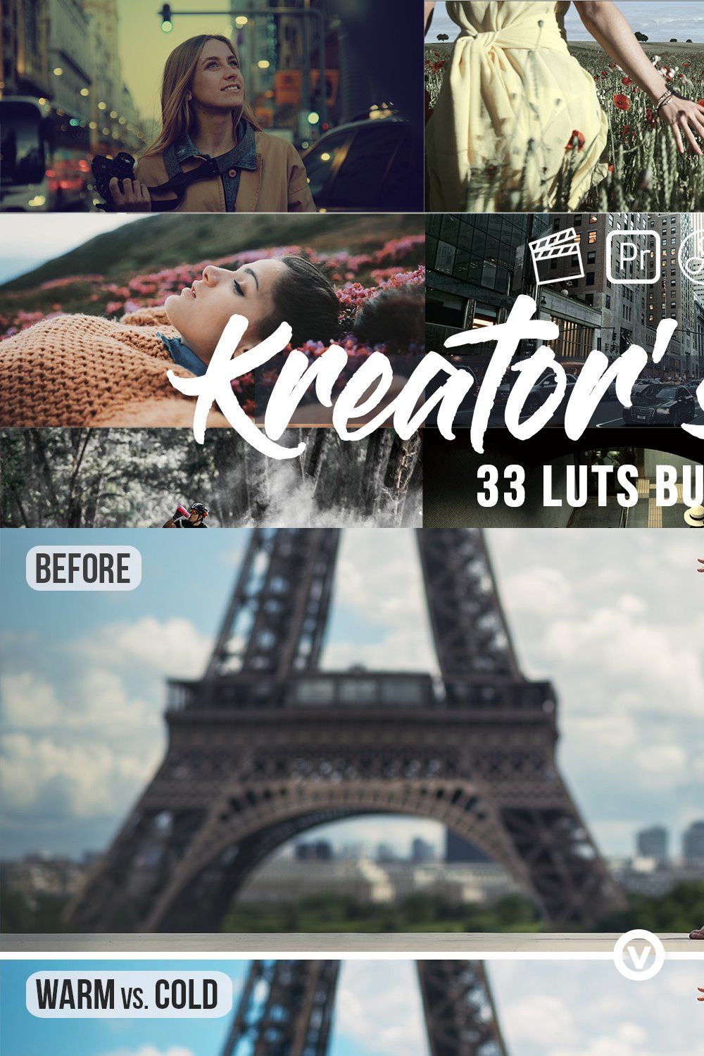 Kreator's Pack 33 Video LUTs Bundle pinterest preview image.