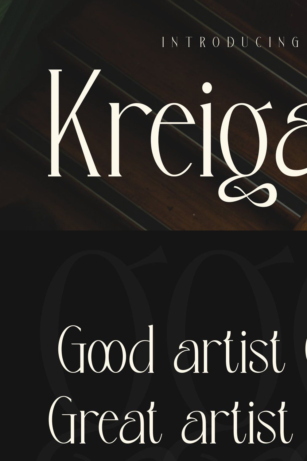 Kreigart Luxury Display Serif Font pinterest preview image.