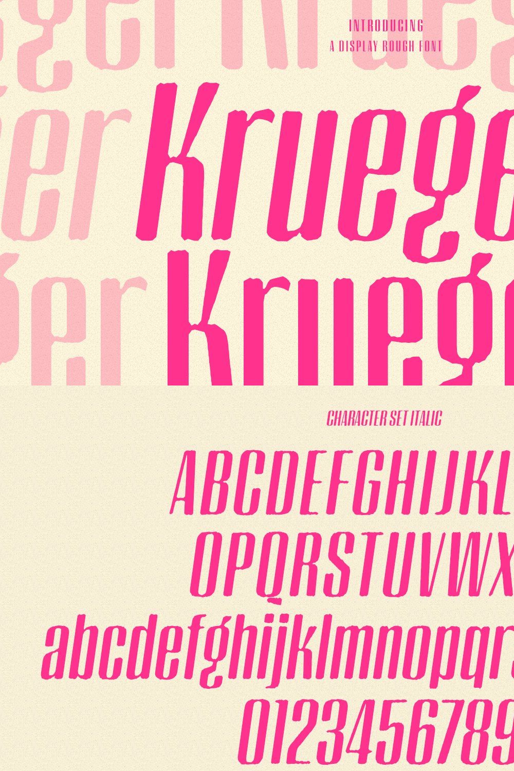 Krueger Sans Display Font pinterest preview image.