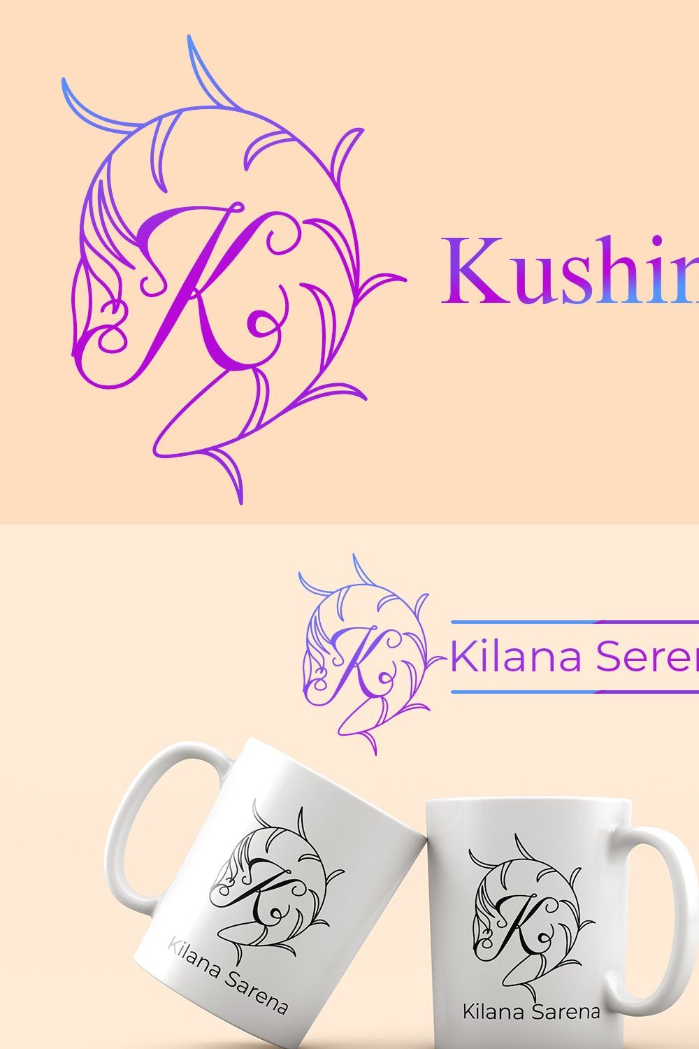 Kushina Monogram Font Logo pinterest preview image.