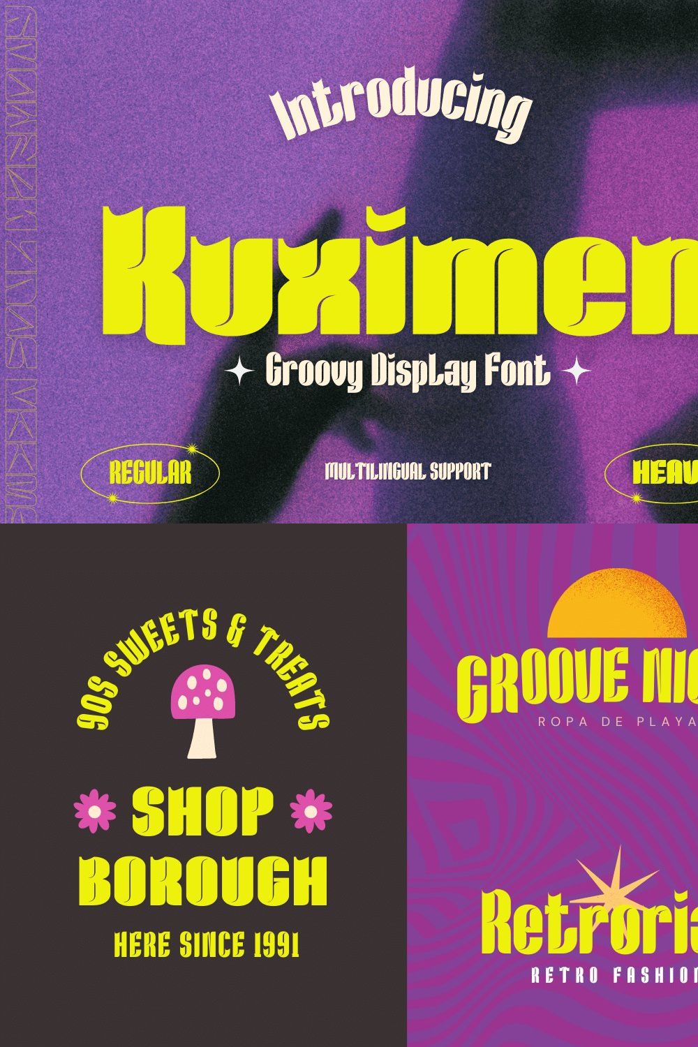 Kuximen | Groovy Retro Font pinterest preview image.