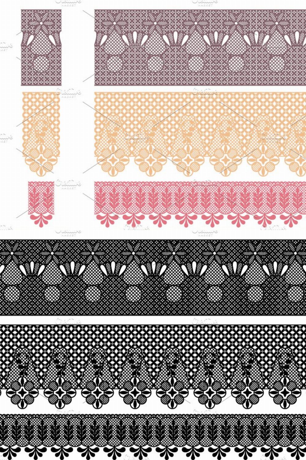 Lace Photoshop Brushes pinterest preview image.