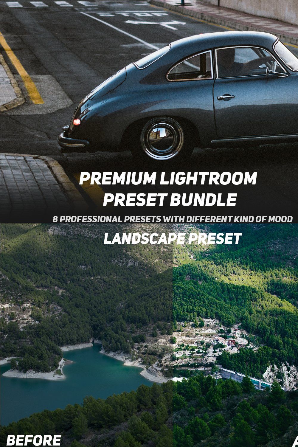 Landscape lightroom presets bundle pinterest preview image.