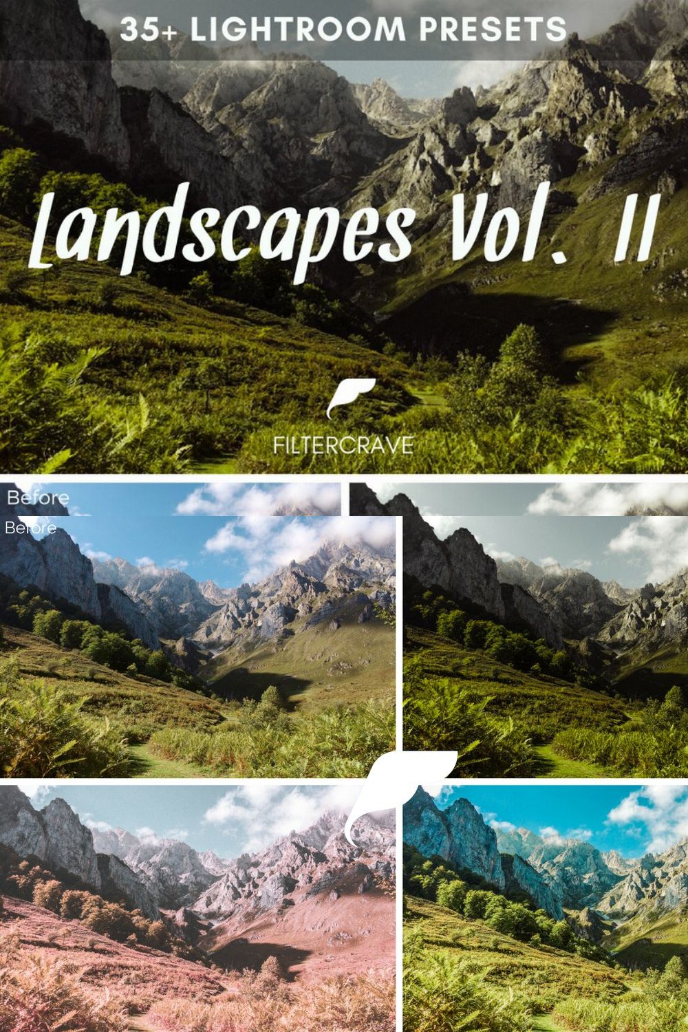 Landscape Lightroom Presets Vol. II pinterest preview image.