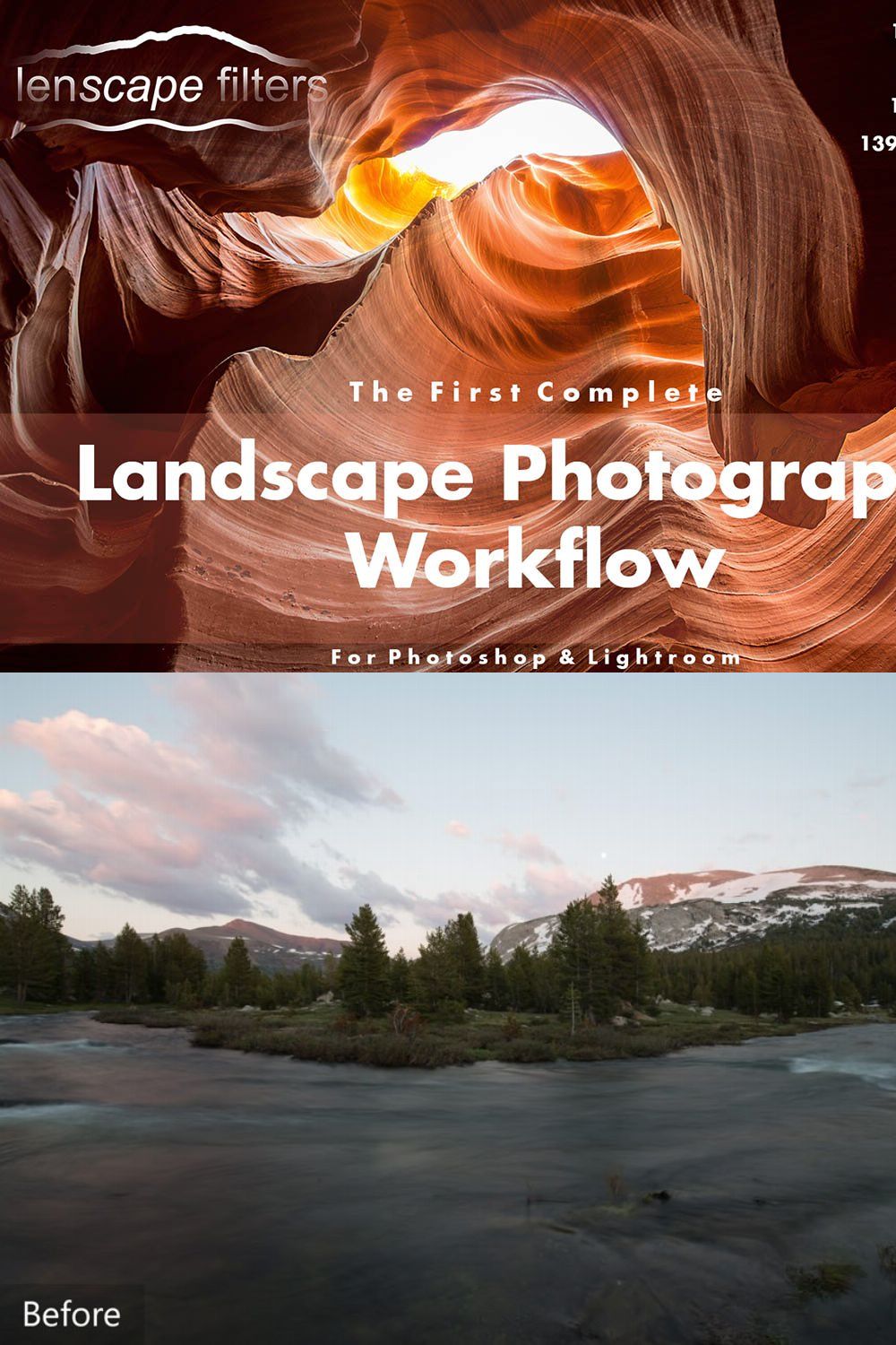 Landscape Photography Workflow pinterest preview image.