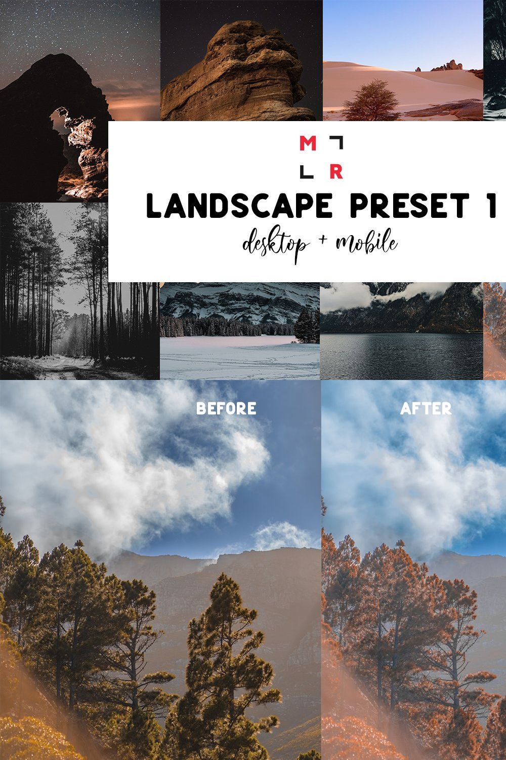 Landscape preset pack 1 pinterest preview image.