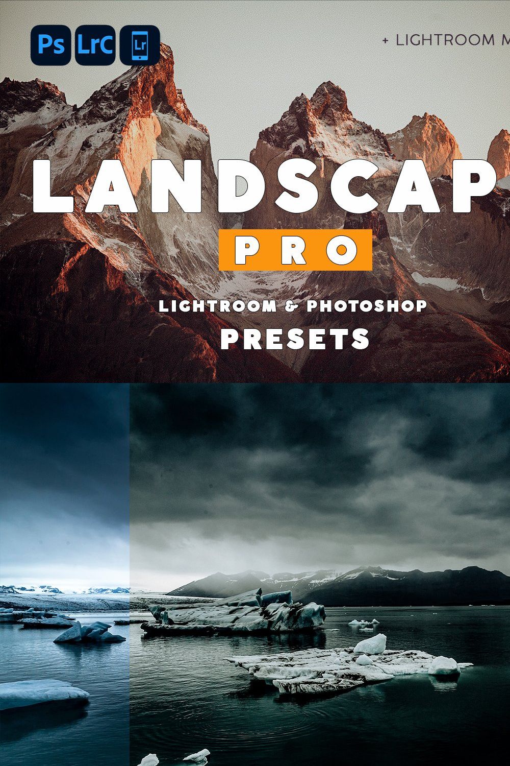 Landscape PRO Lightroom Presets pinterest preview image.