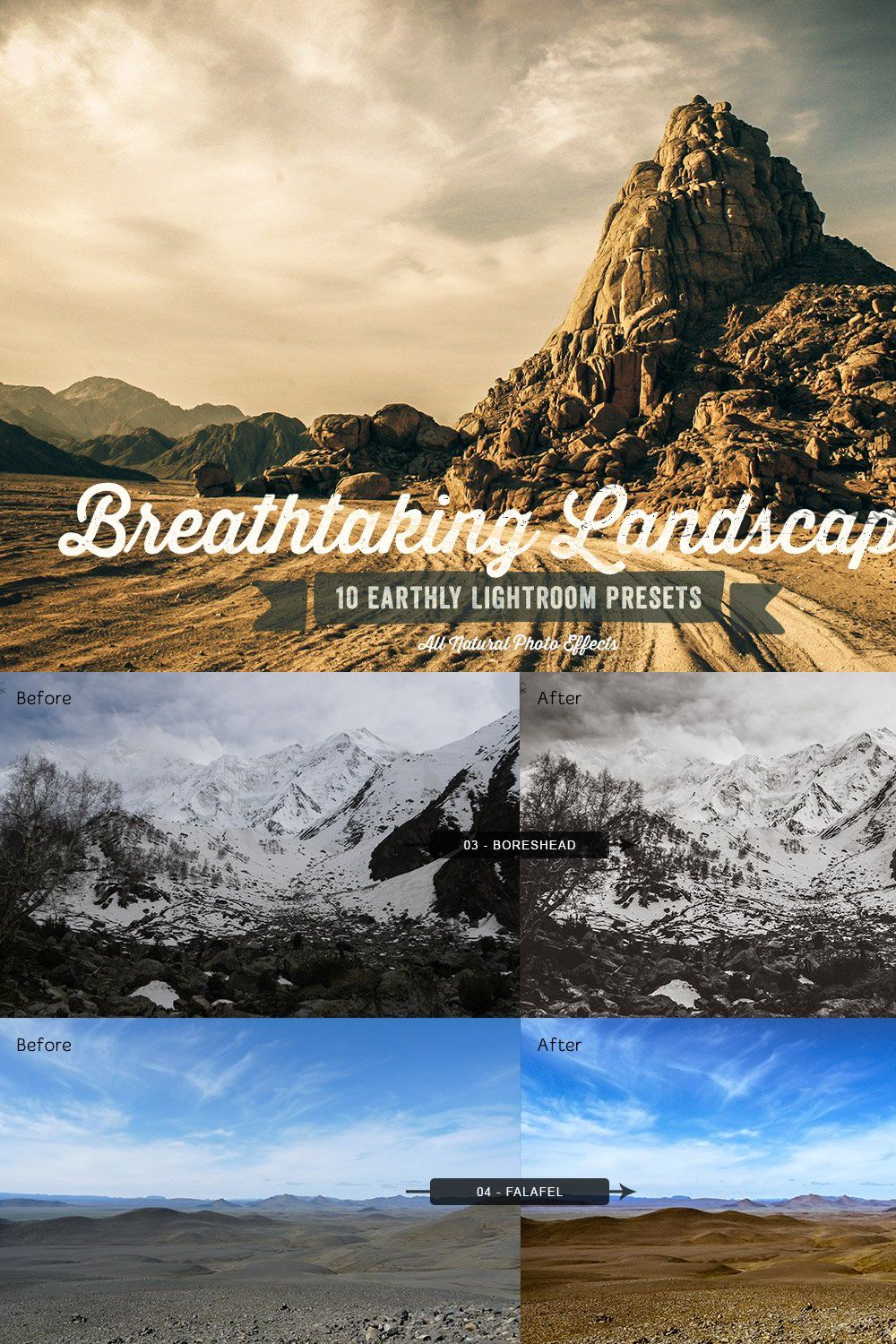 Landscapes Lightroom Presets Vol 1 pinterest preview image.