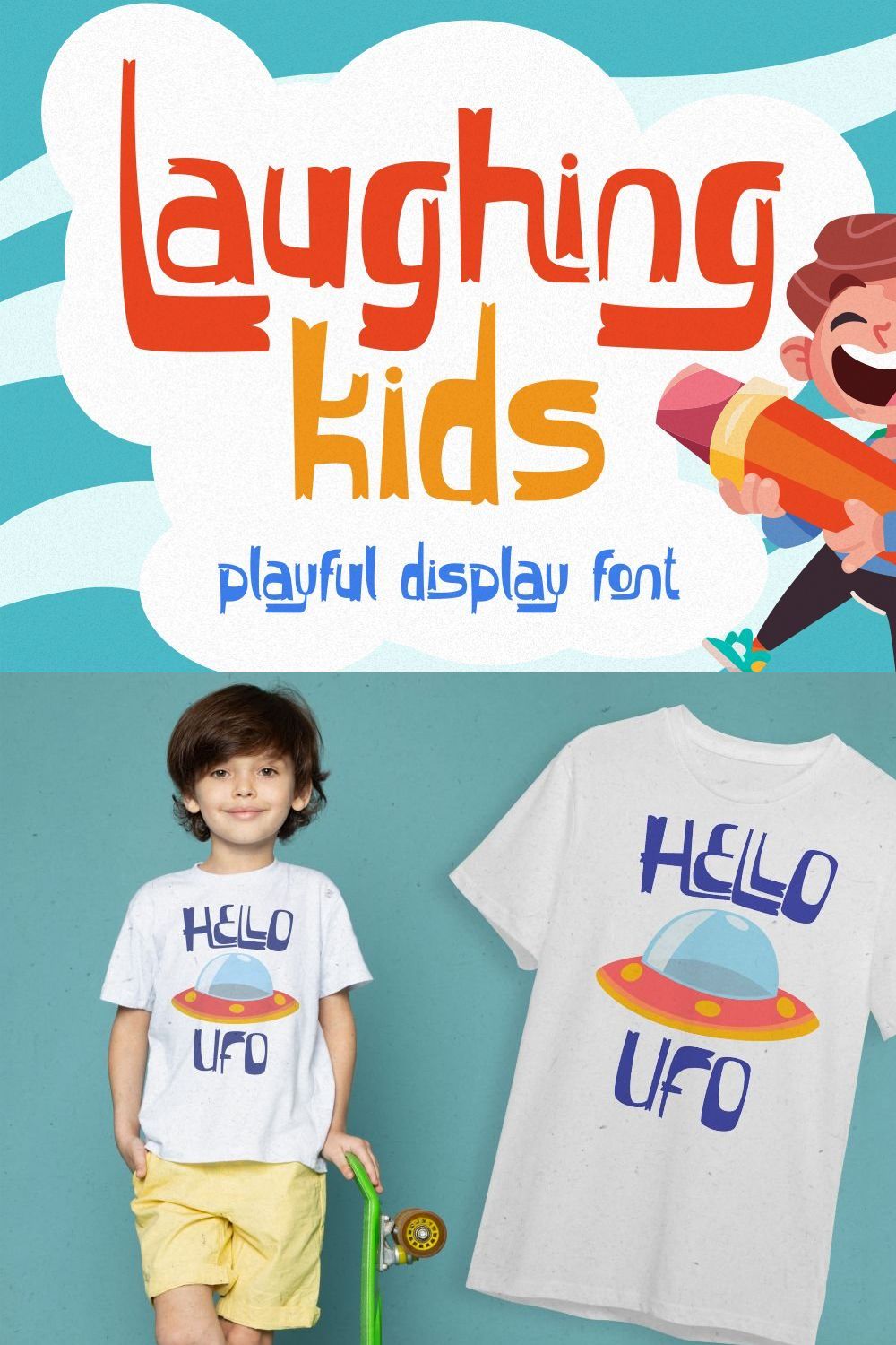 Laughing Kids - Playful Display Font pinterest preview image.