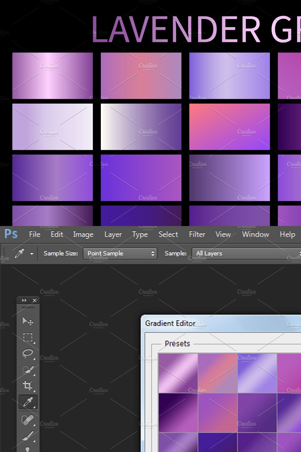 Lavender Gradients GRD. AI. Vector pinterest preview image.