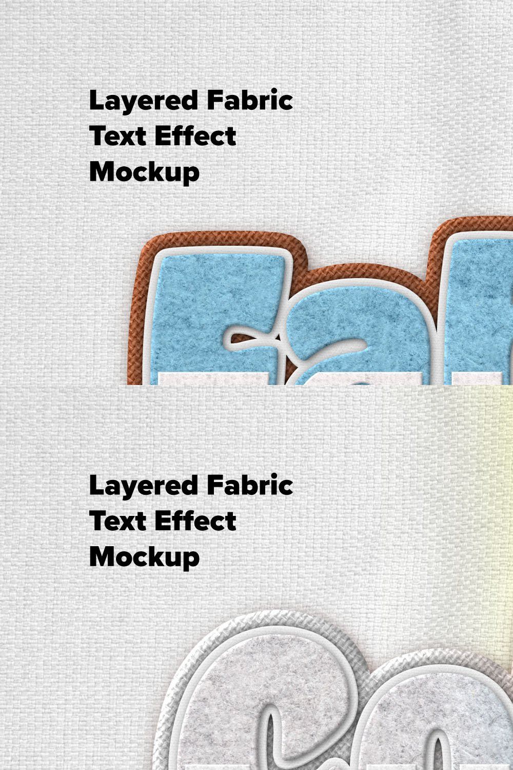 Layered Fabric Text Effect Mockup pinterest preview image.