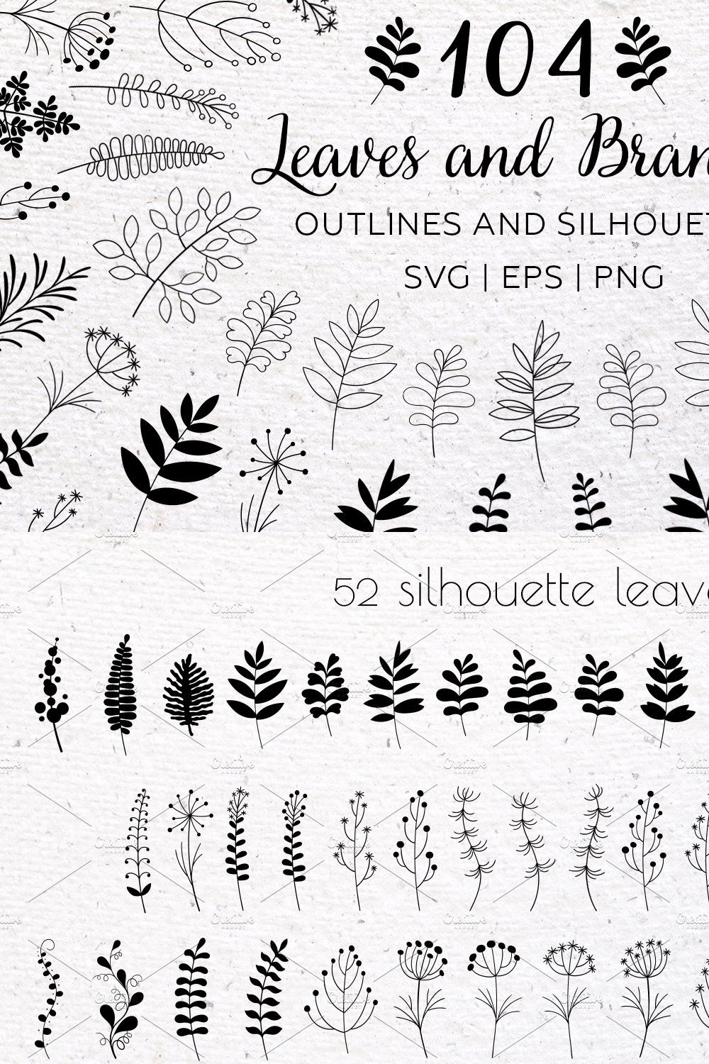 Leaf and Branch doodle clipart pinterest preview image.