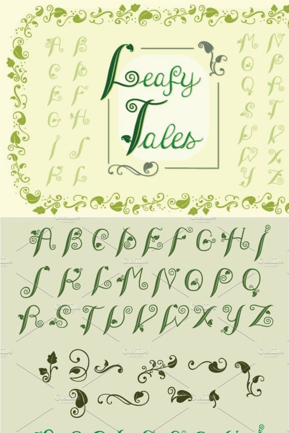 Leafy Tales Fonts pinterest preview image.