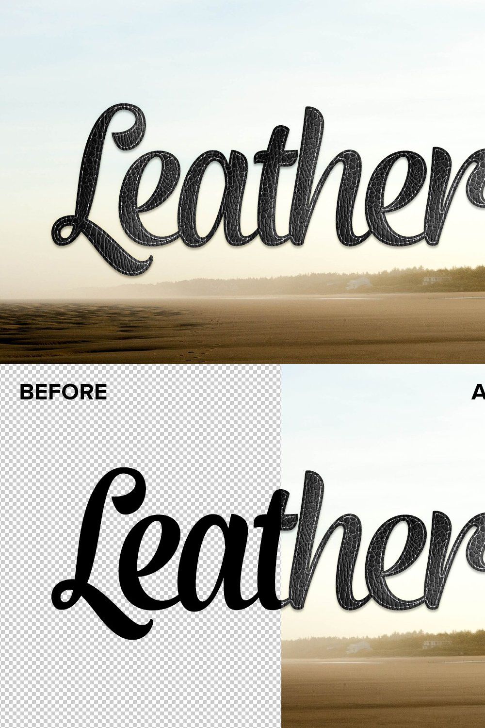 Leather Photoshop Layer Styles pinterest preview image.