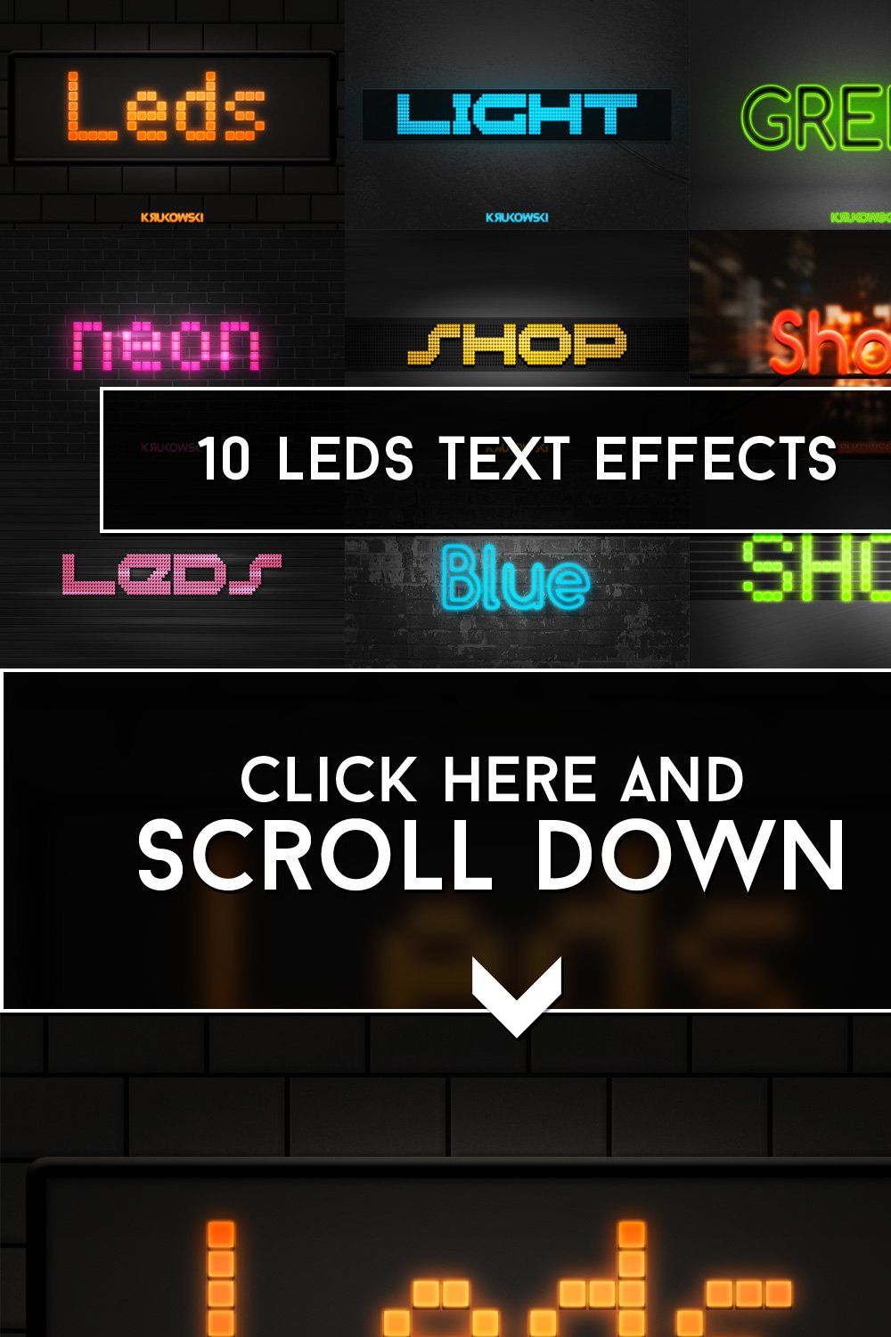 LEDs Lights Text Effects pinterest preview image.