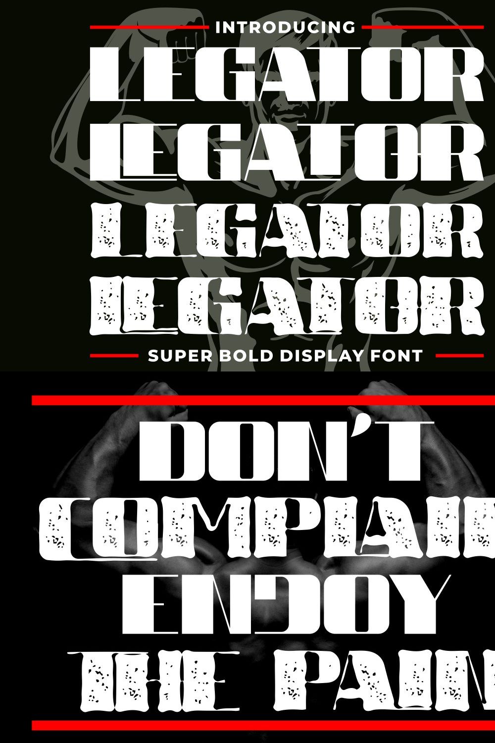 Legator - Super Bold Display Font pinterest preview image.