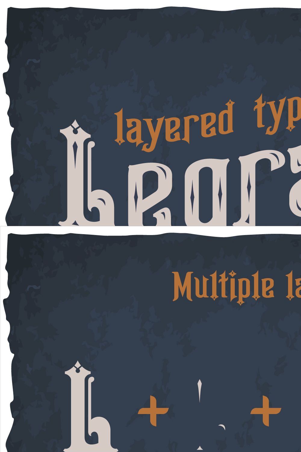 Legranta - vintage multilayered font pinterest preview image.