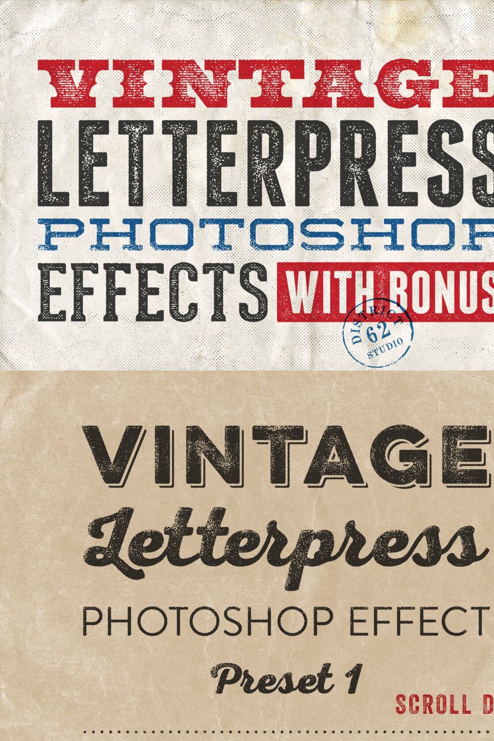 Letterpress Photoshop Effects pinterest preview image.