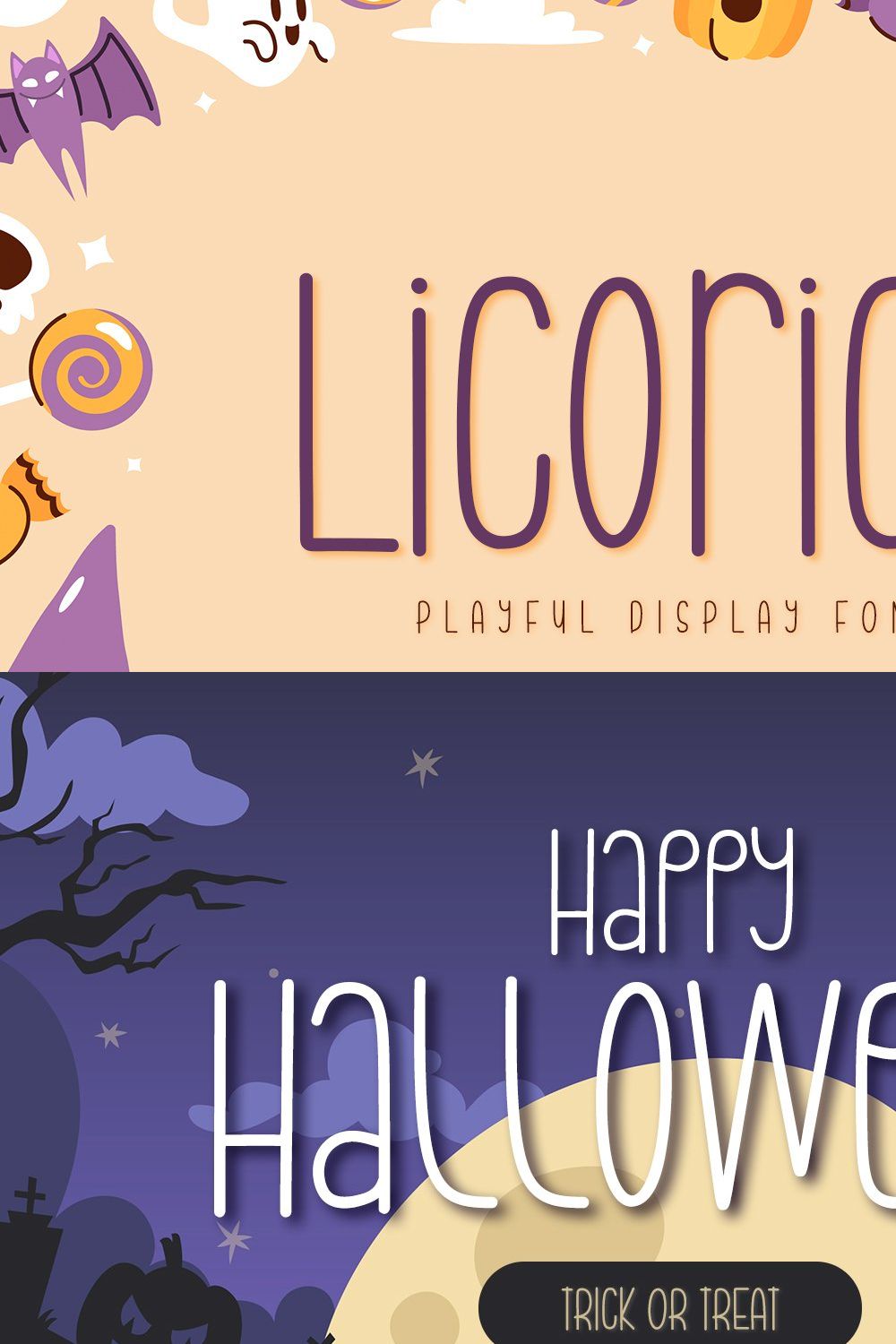 Licorice - Playful Display Font pinterest preview image.