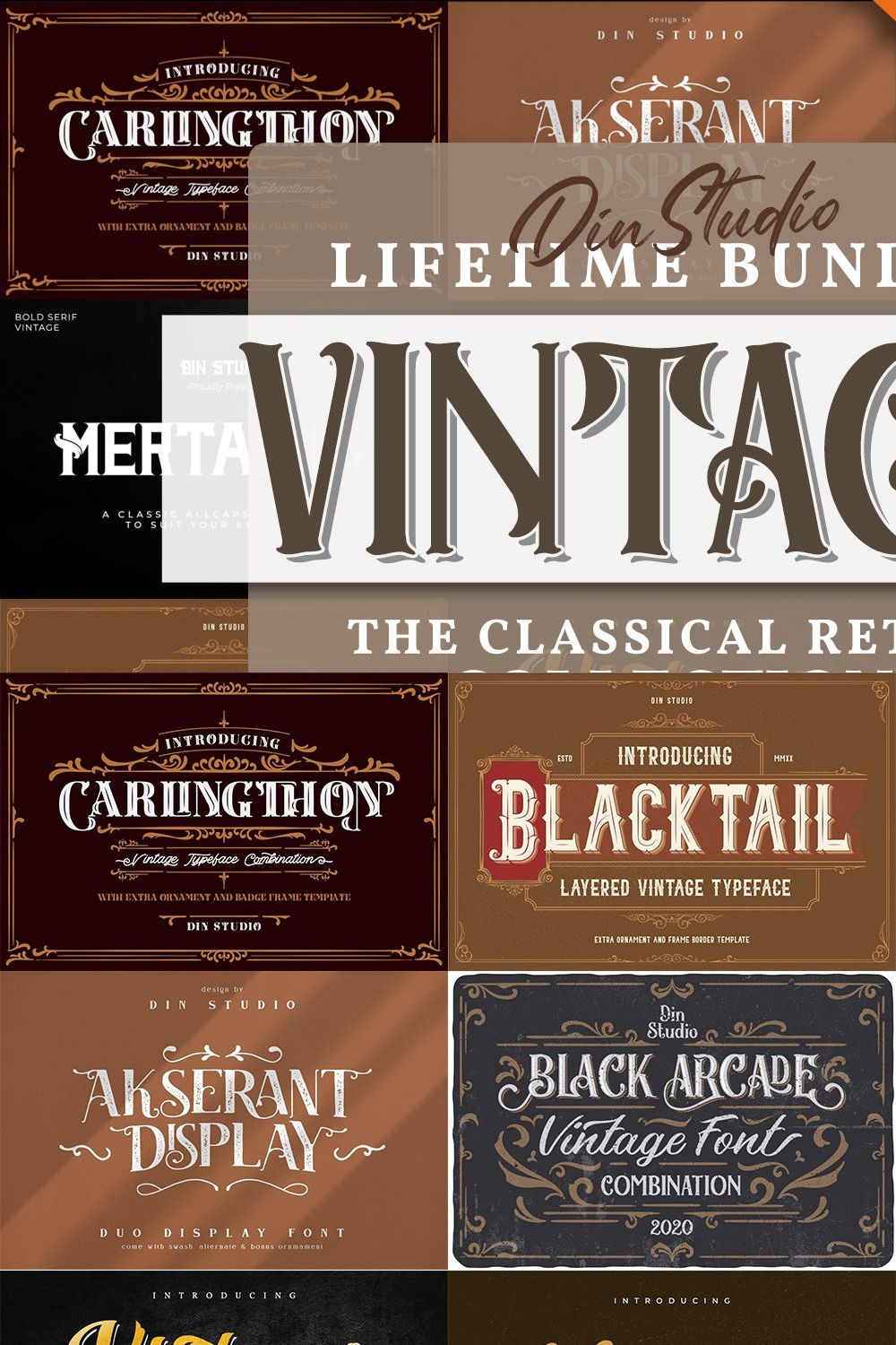 Lifetime Bundle Vintage Font pinterest preview image.