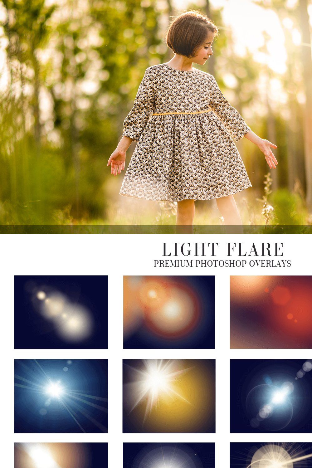 Light Flare Overlays Photoshop pinterest preview image.