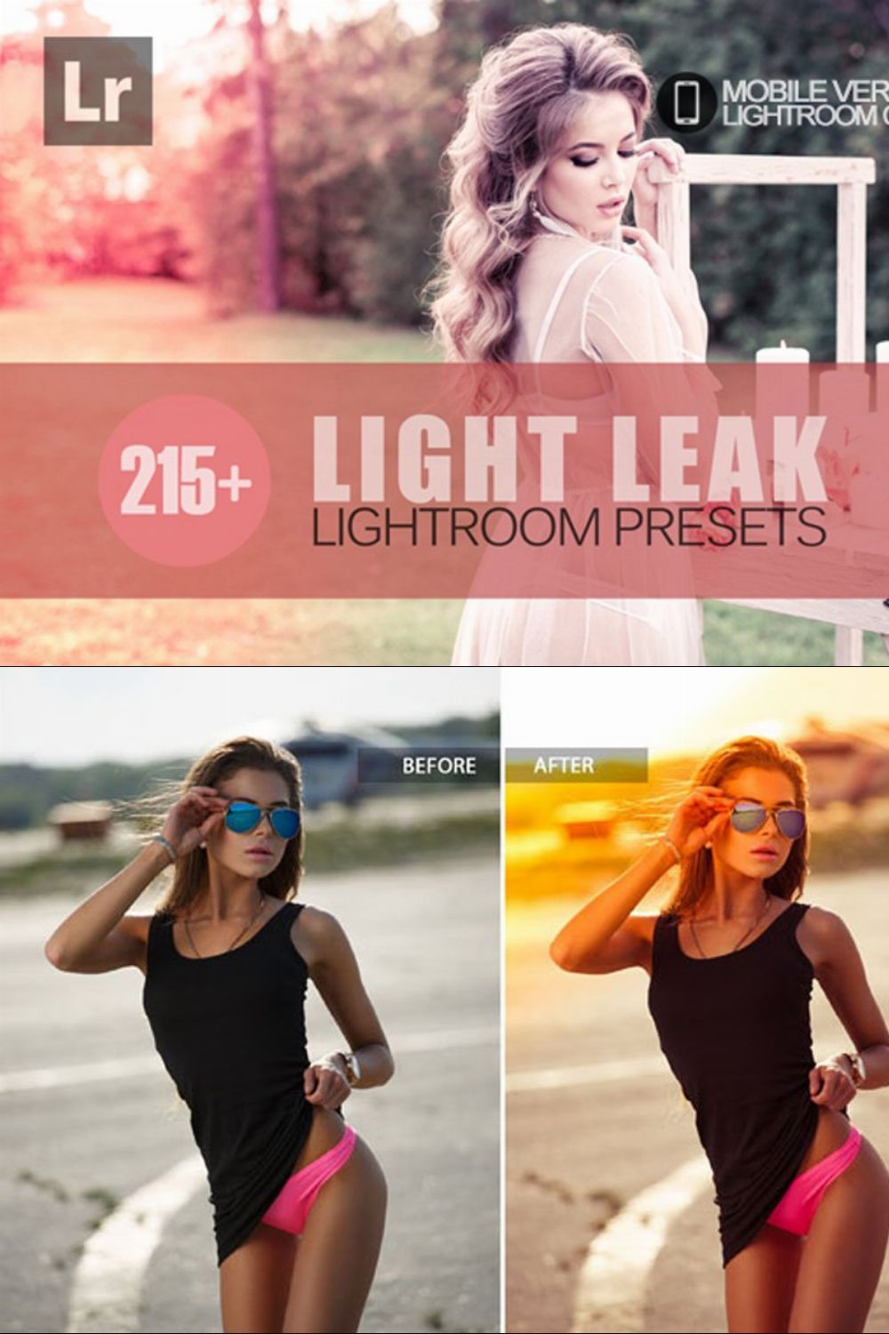 Light Leak Lightroom Mobile Presets pinterest preview image.