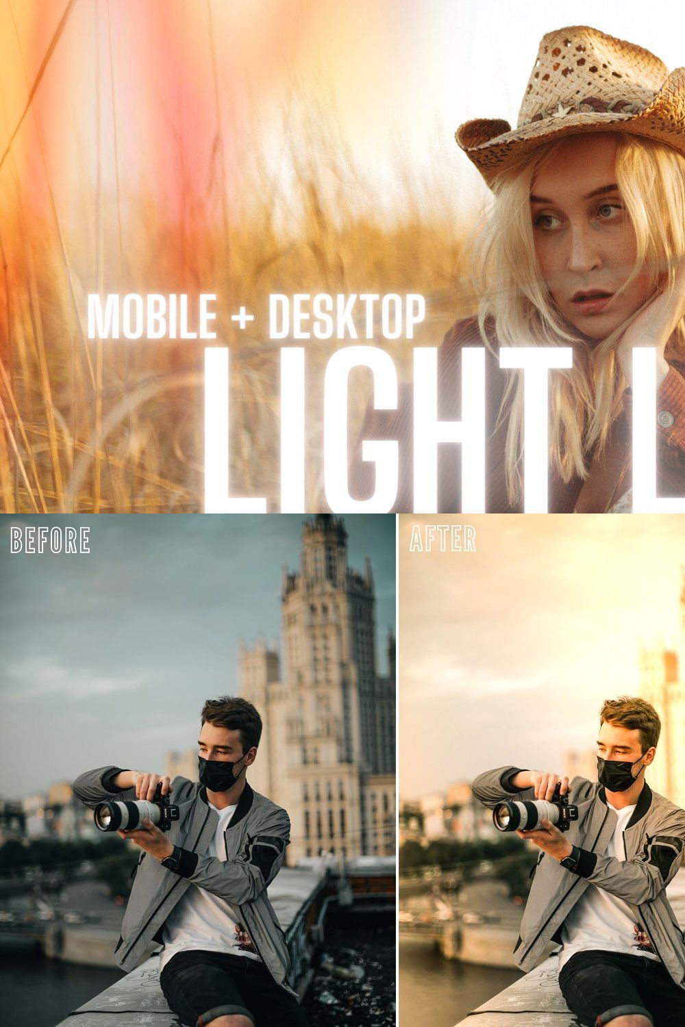 Light Leak Lightroom Presets pinterest preview image.