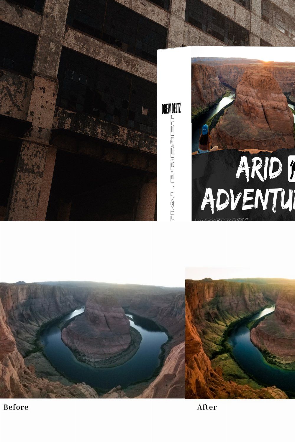 Lightroom Arid Adventure Preset Pack pinterest preview image.