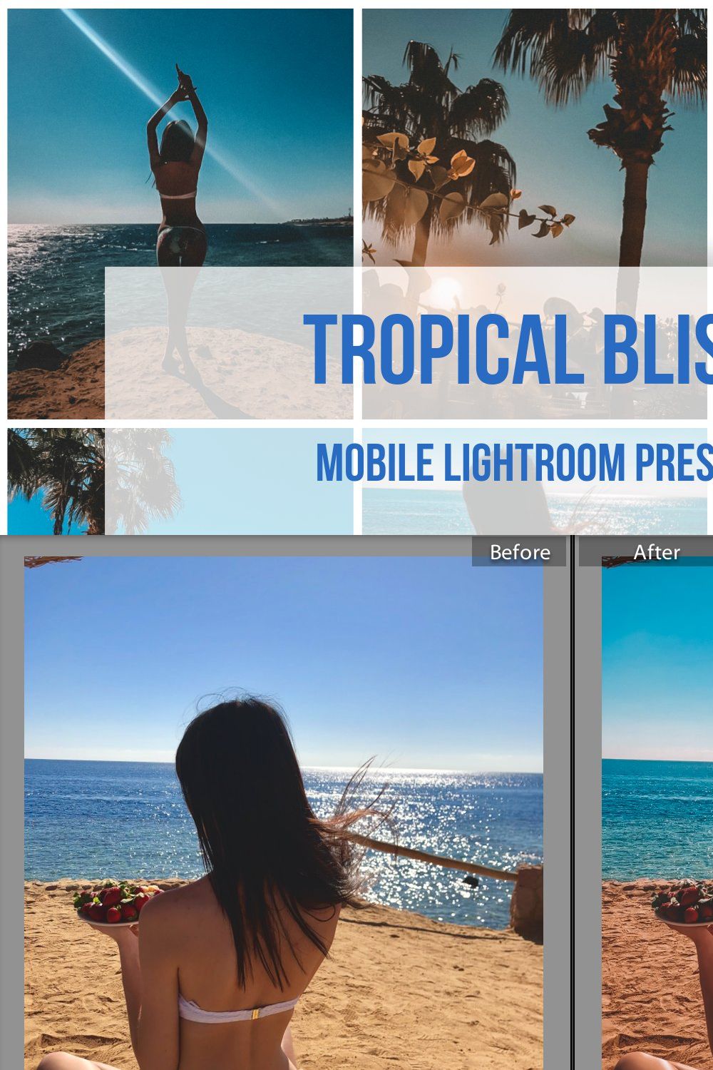 Lightroom Mobile Presets Tropical pinterest preview image.