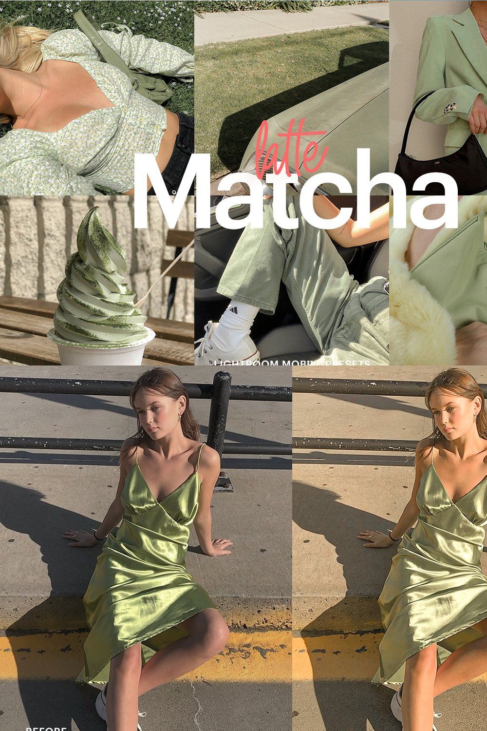 Lightroom Preset-Matcha Latte Theme pinterest preview image.