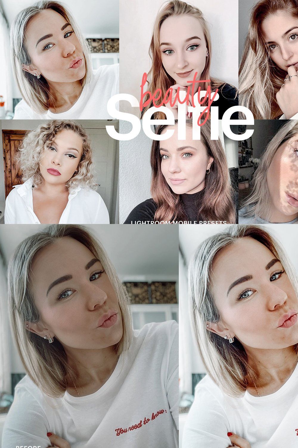 Lightroom Preset-Selfie Beauty Theme pinterest preview image.