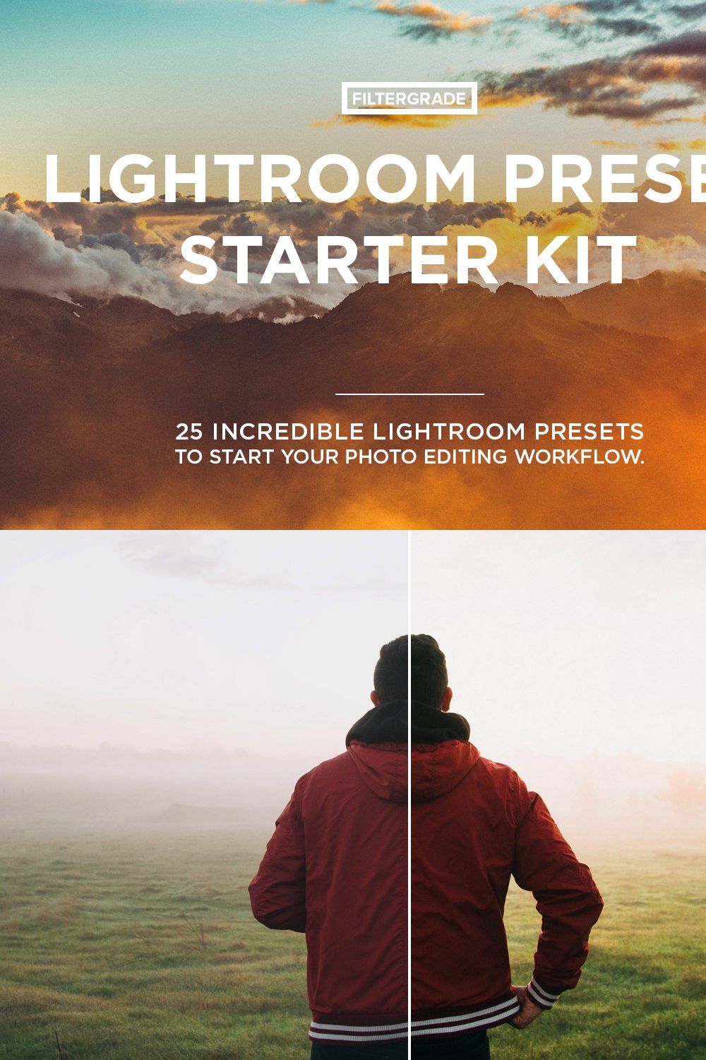 Lightroom Preset Starter Kit pinterest preview image.