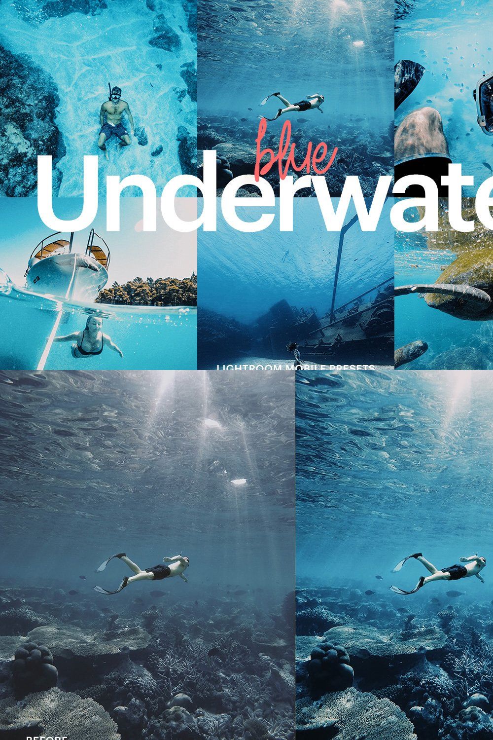 Lightroom Preset-Underwater Blue pinterest preview image.