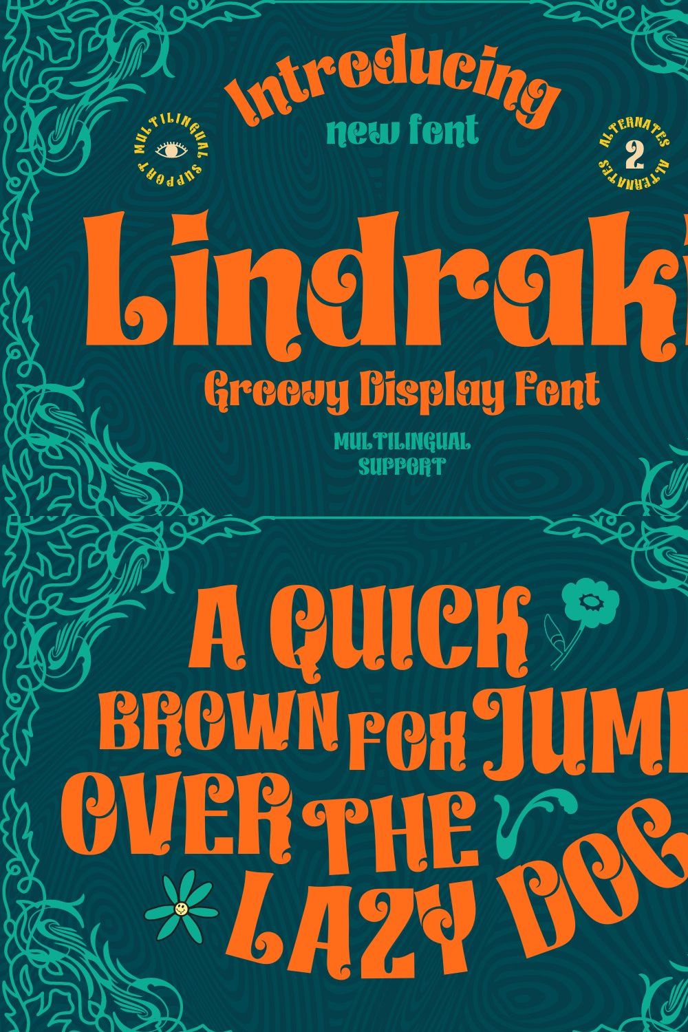 Lindraki | Groovy Retro Font pinterest preview image.