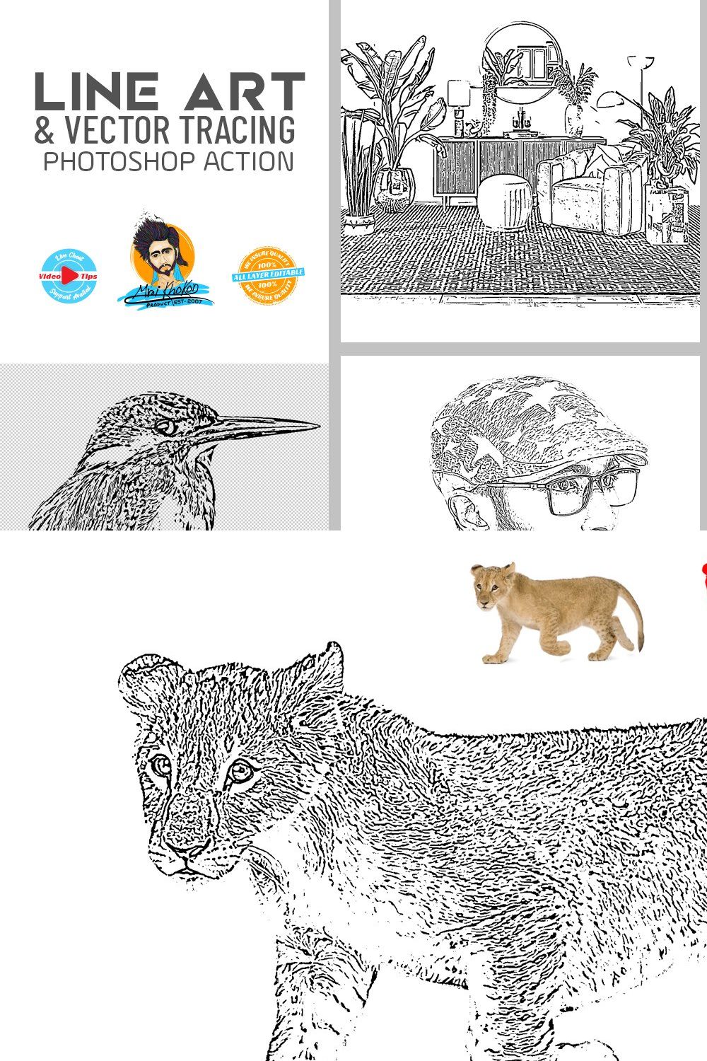 Line Art & Vector Tracing pinterest preview image.