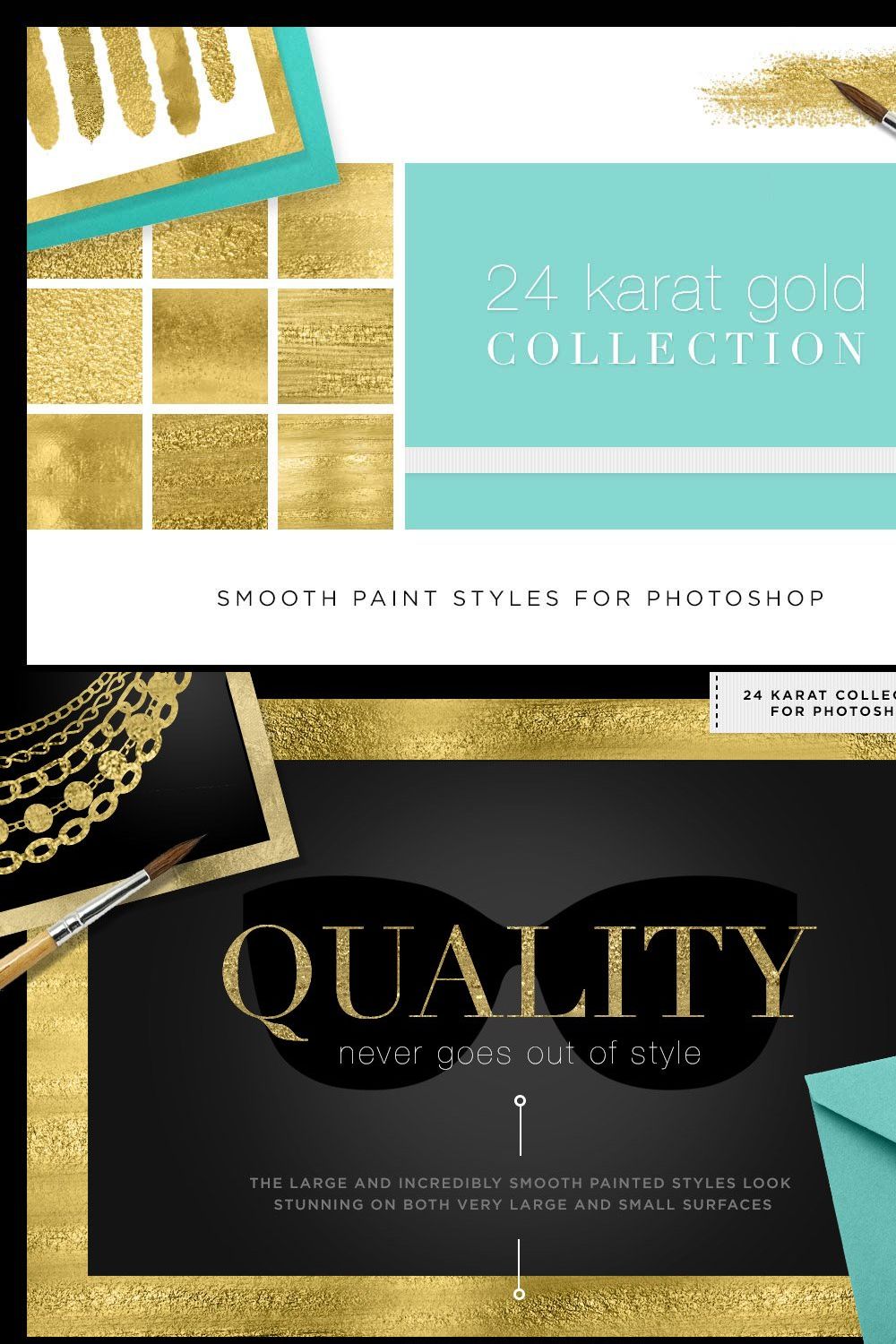 Liquid Gold Paint Textures+Styles PS pinterest preview image.