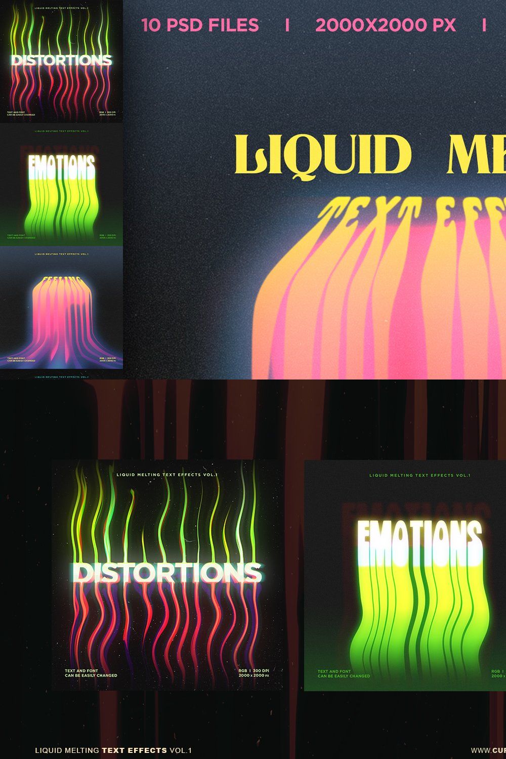 Liquid Melting Text Effects Vol.1 pinterest preview image.