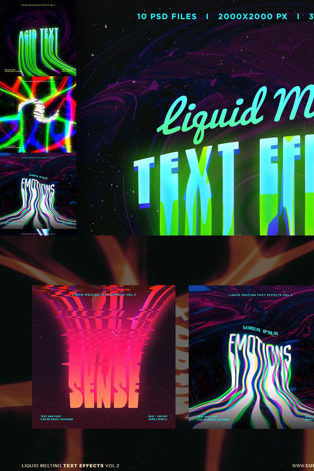 Liquid Melting Text Effects Vol.2 pinterest preview image.