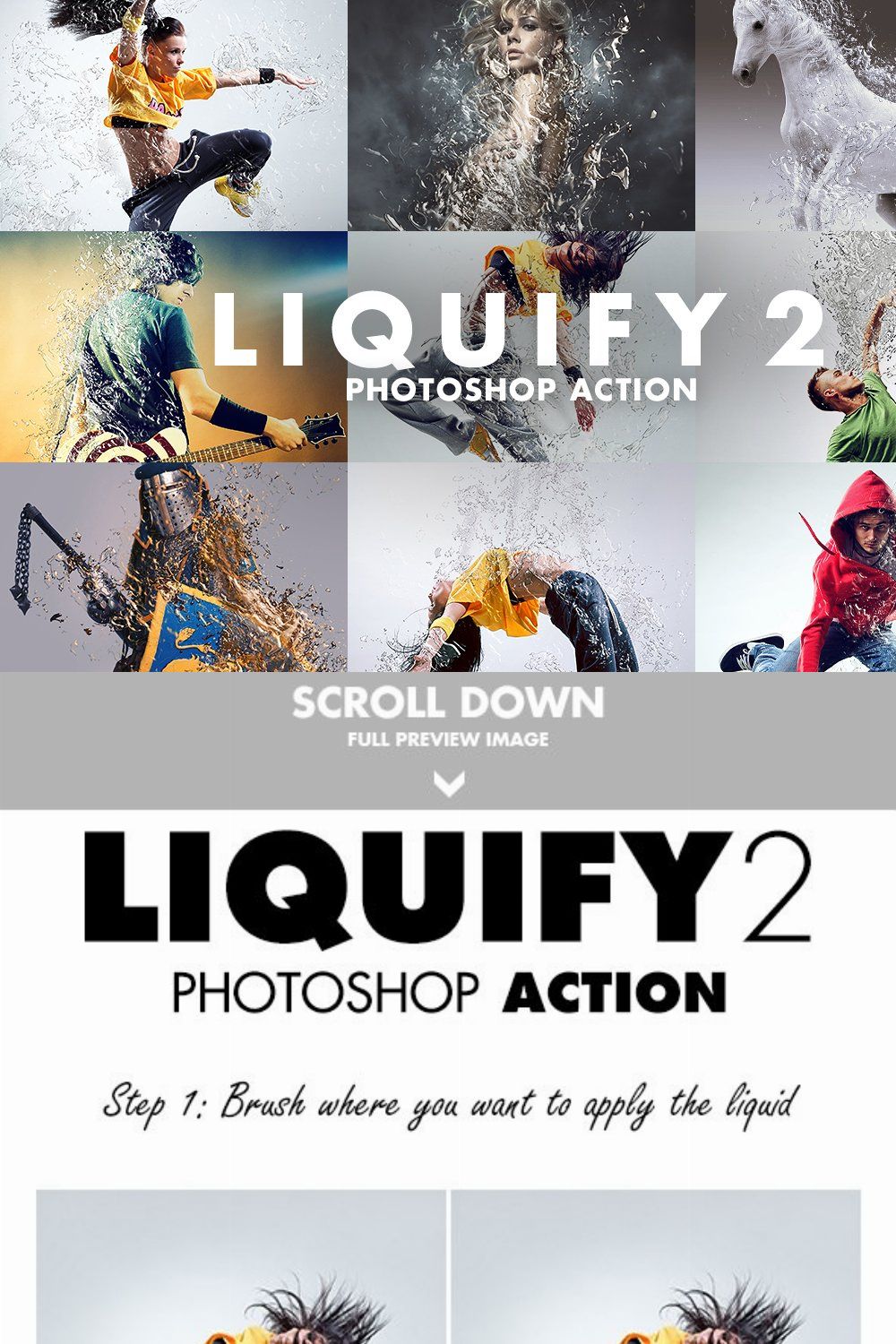 Liquify 2 Photoshop Action pinterest preview image.