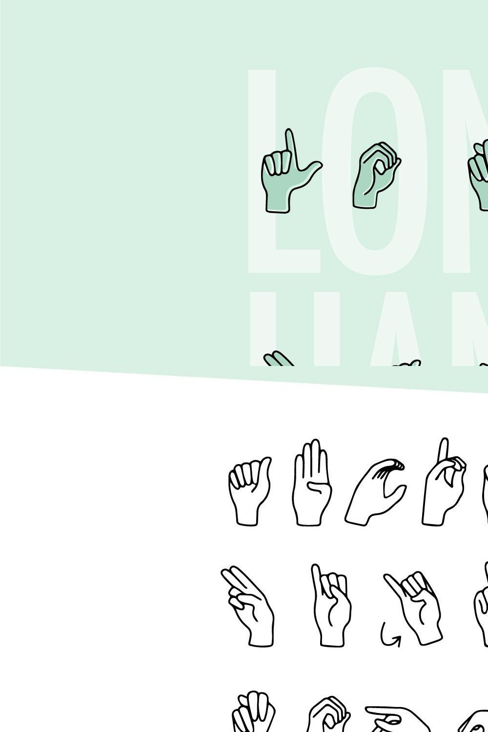 "Long Hand" ASL Sign Language Font pinterest preview image.