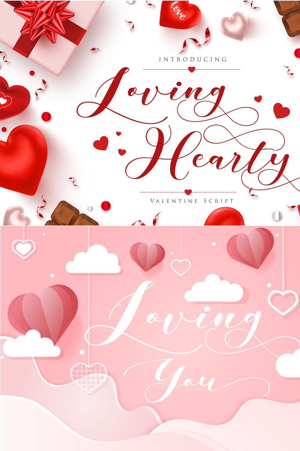 Loving Hearty | Valentine Script pinterest preview image.