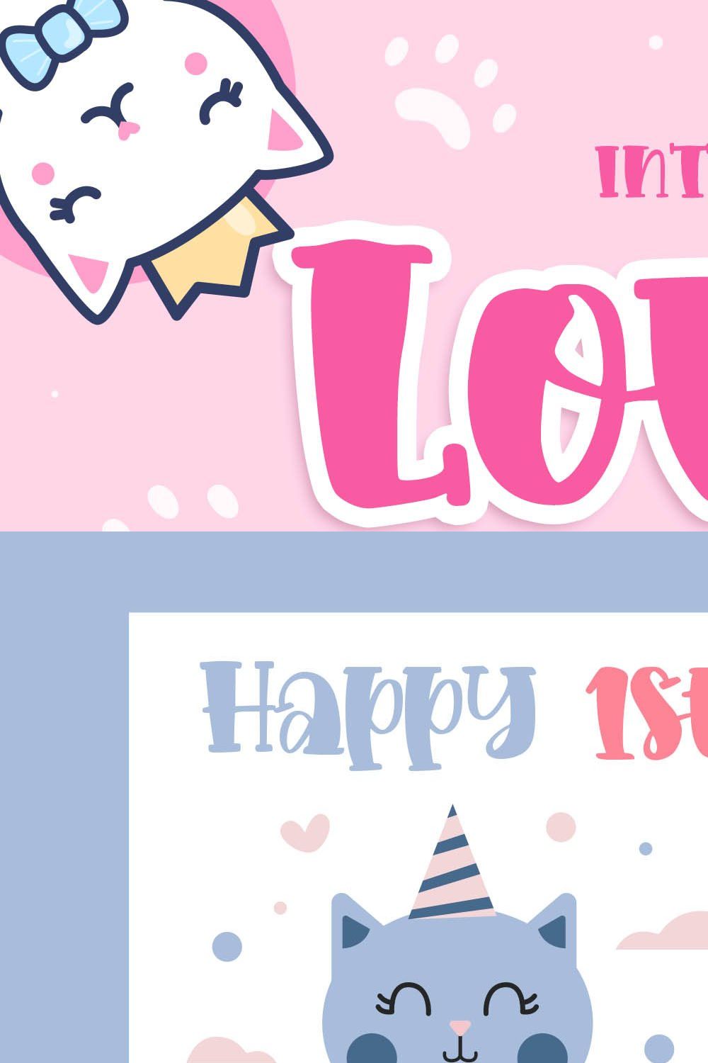 Loving kitten a Quirky Font pinterest preview image.