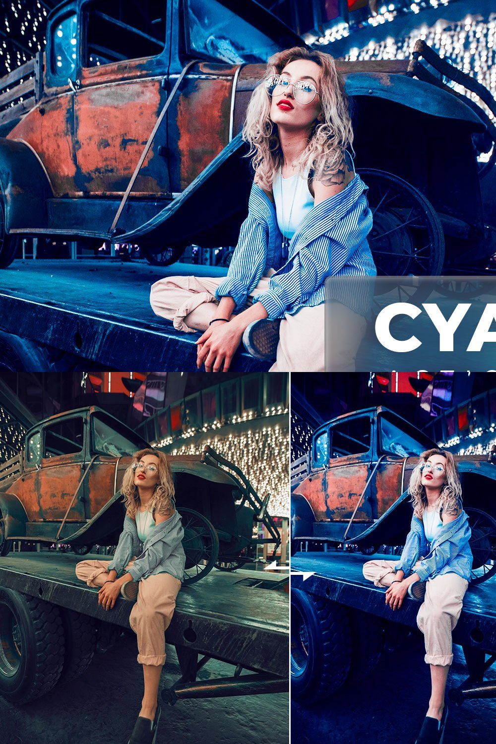 Lr Presets & Ps Actions Cyan Blue pinterest preview image.