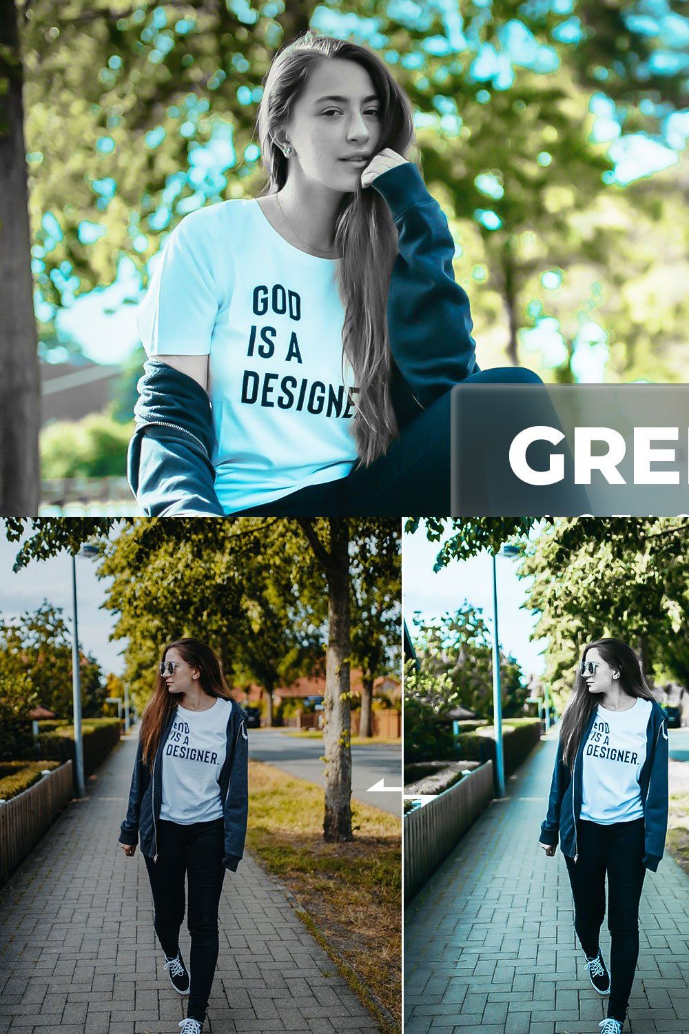 Lr Presets & Ps Actions Green Mood pinterest preview image.