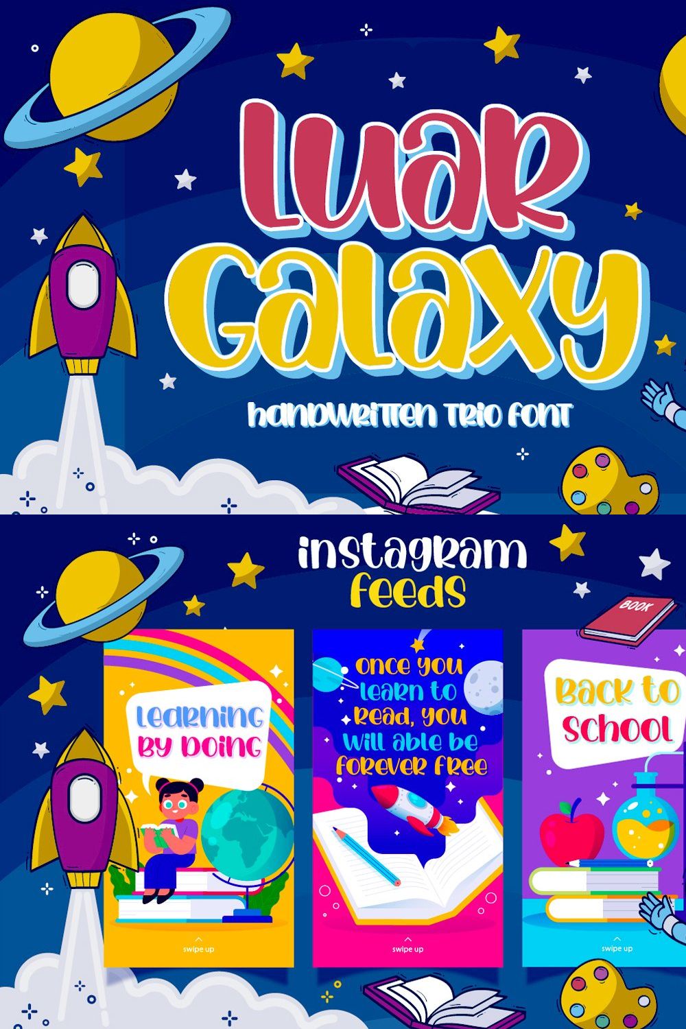 Luar Galaxy - Handwritten Trio fonts pinterest preview image.