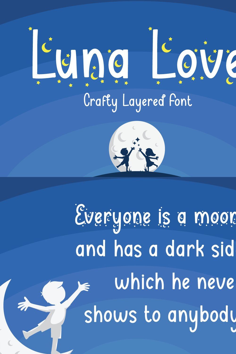 Luna Love - Layered Crafty Font pinterest preview image.