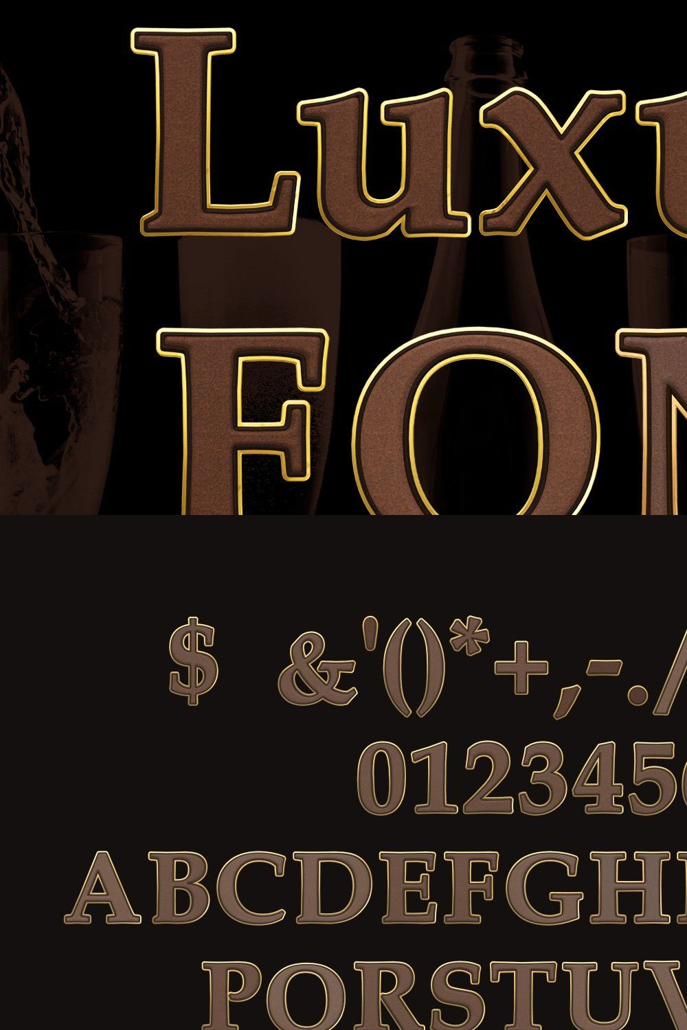 Luxury Color Bitmap Font & PNG Set pinterest preview image.