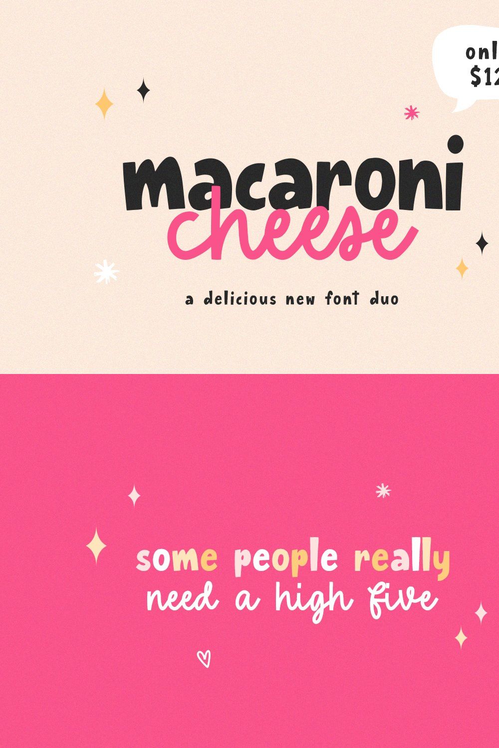 Macaroni Cheese Font Duo + Doodles pinterest preview image.